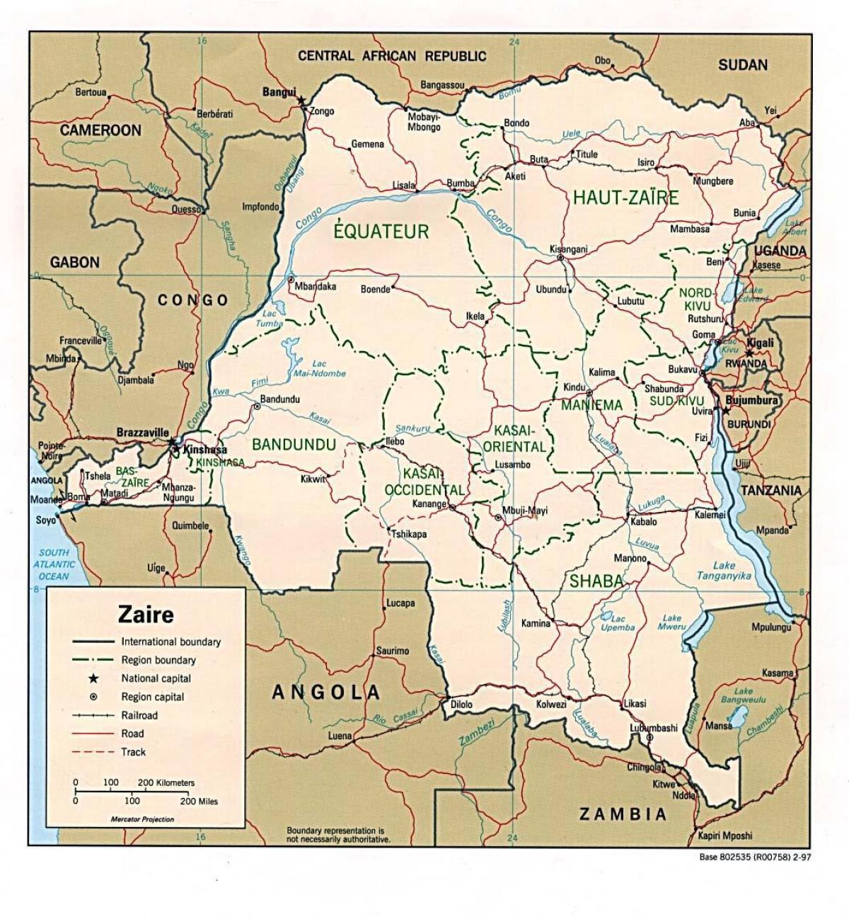 zaire i afrika karta