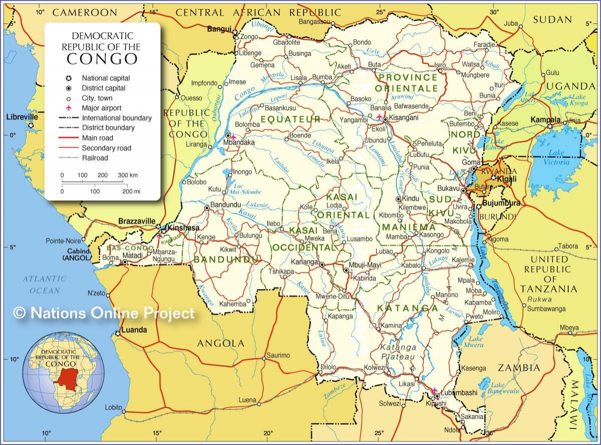 karta över demokratiska republiken kongo